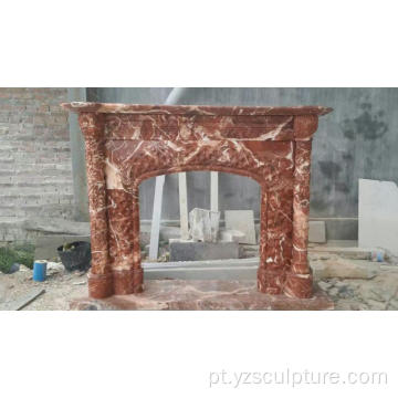 Tamanho grande cornija de lareira de mármore vermelho fresco para casa
